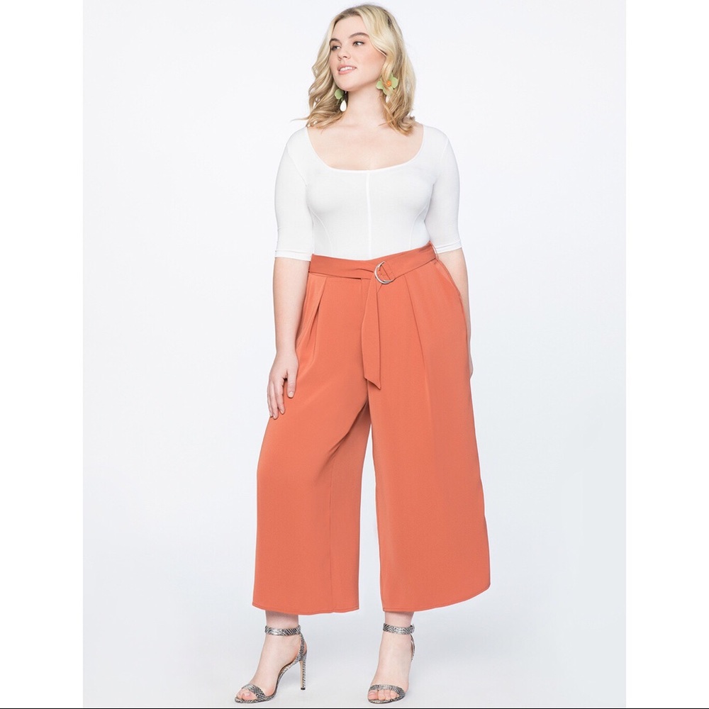 ELOQUII Wide Leg Culotte Pant with Belt